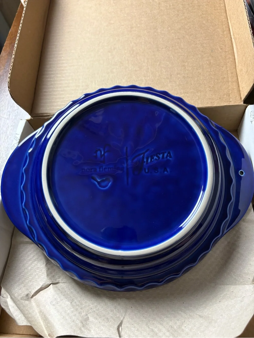 Fiesta x Nora Fleming Twilight Deep Dish Pie Plate with Red Pitcher Figurine